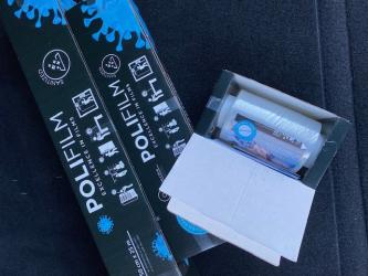 Antivirale Oberflächenschutzfolie, 25 m auf Rolle, 10 cm breit, selbsthaftend, transparent 